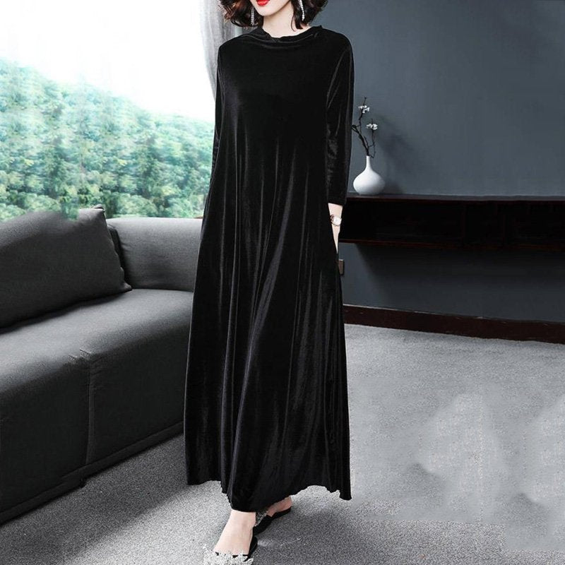 🥻【M-4XL】Rochie elegantă din catifea aurie , emanând farmec elegant din interior spre exterior