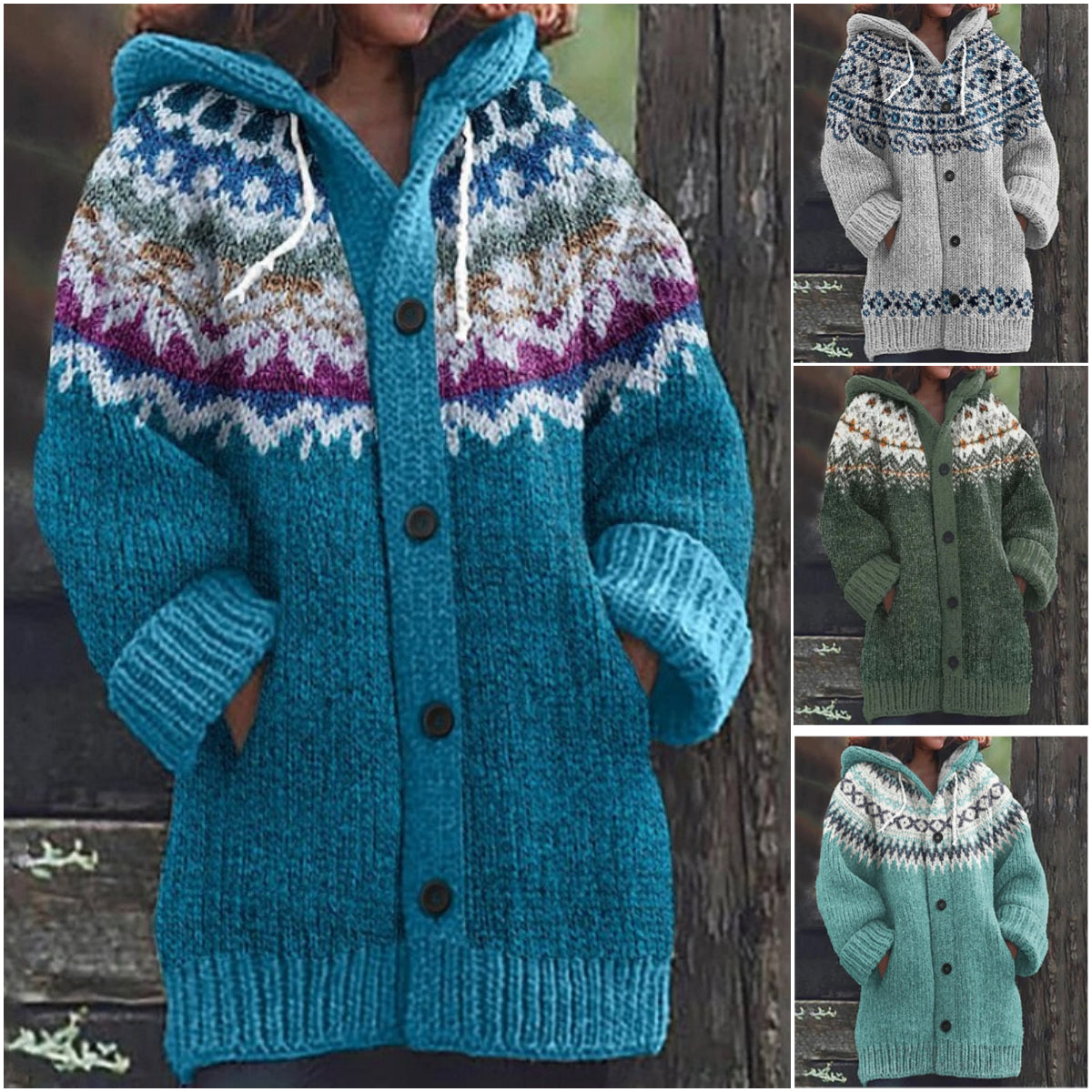 🔥【S~5XL】✨2025 Jesień/Zima Nowa Elegancka Kolorowa Kurtka z Kapturem Retro