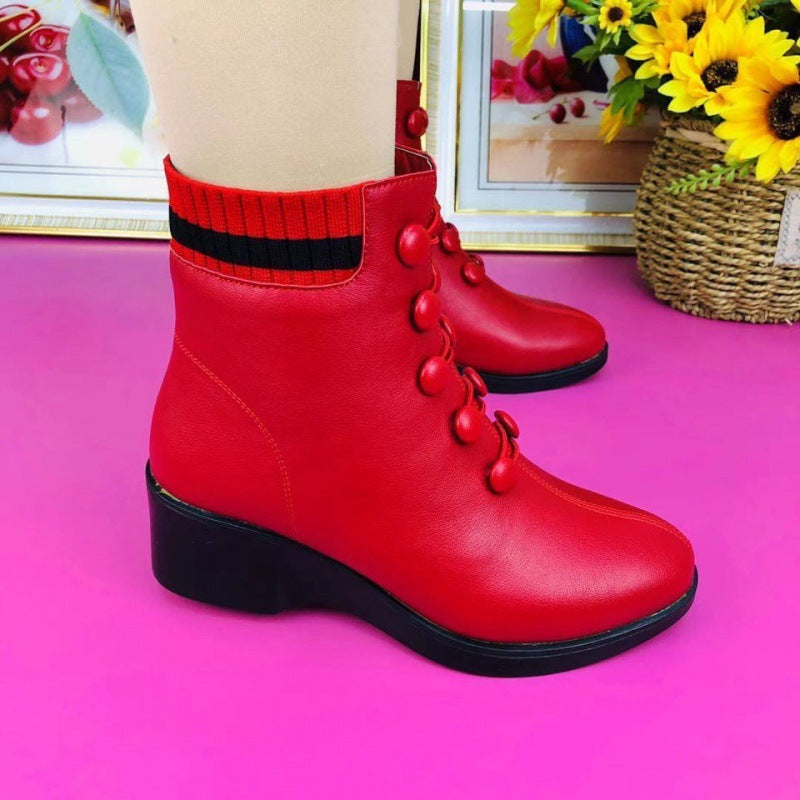 💟【50% ZNIŻKI】👢【35-41】2025 Jesienne i zimowe popularne miękkie skórzane buty na skośnym obcasie dla kobiet