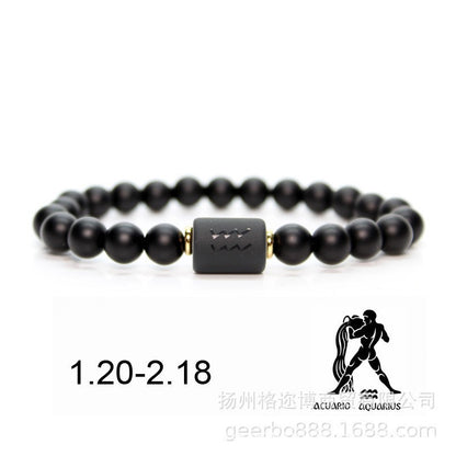 🔥【Kup 1, a 1 dostaniesz gratis】💖Ręcznie robione bransoletki dla par, dwanaście wzorów konstelacji, matowy czarny agat