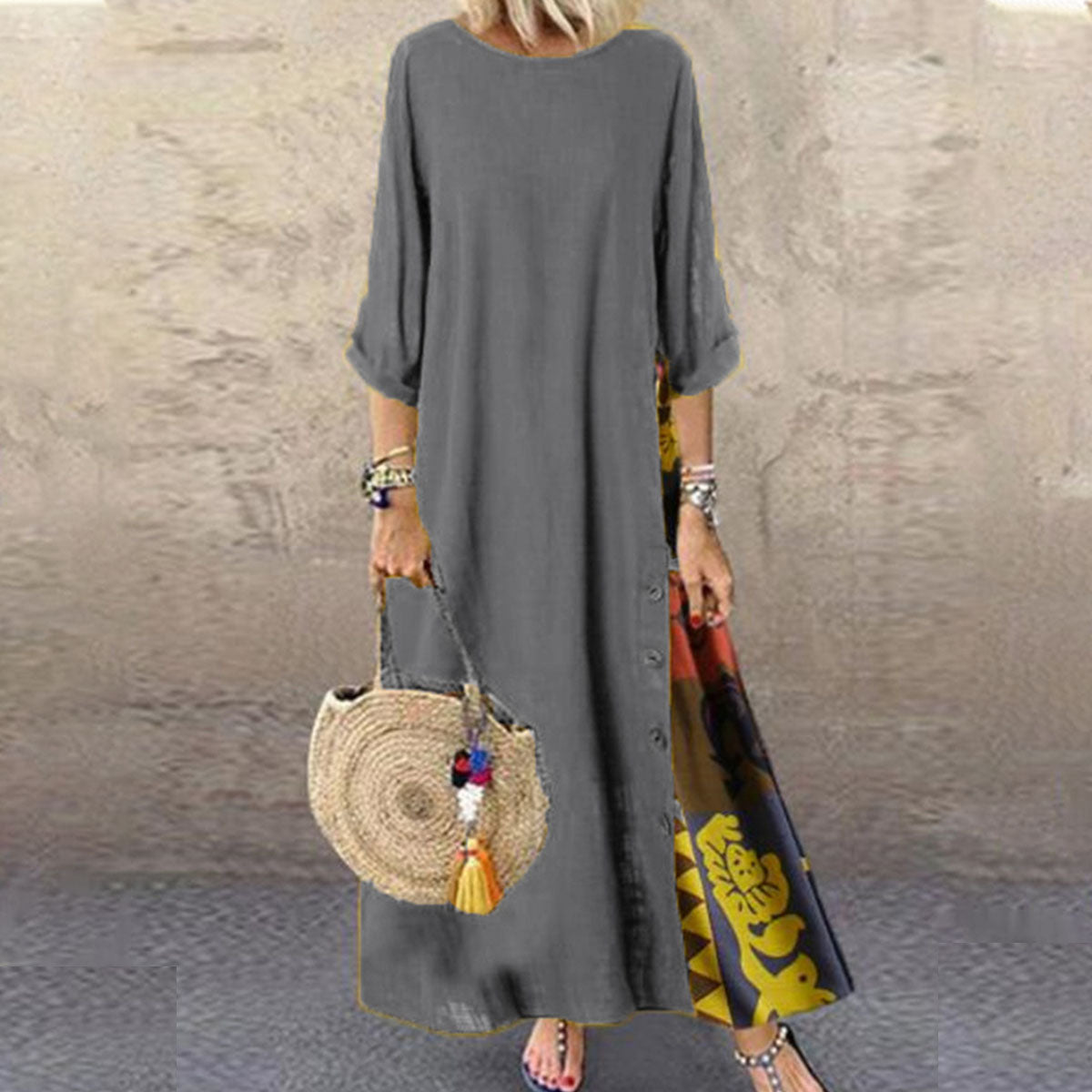 🌾【Vruća rasprodaja】💕[M-5XL] Nova lanena vintage haljina - mekana i udobna