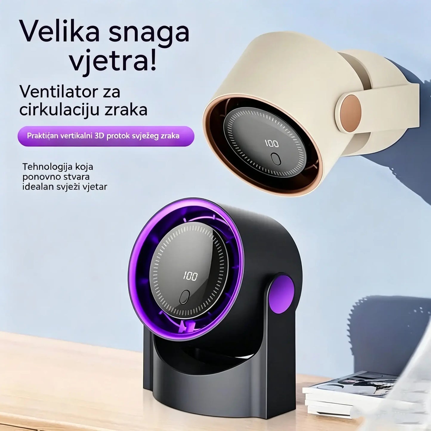 🧊🍃Novi stolni ventilator bez lopatica u obliku turbine (montaža na zid)