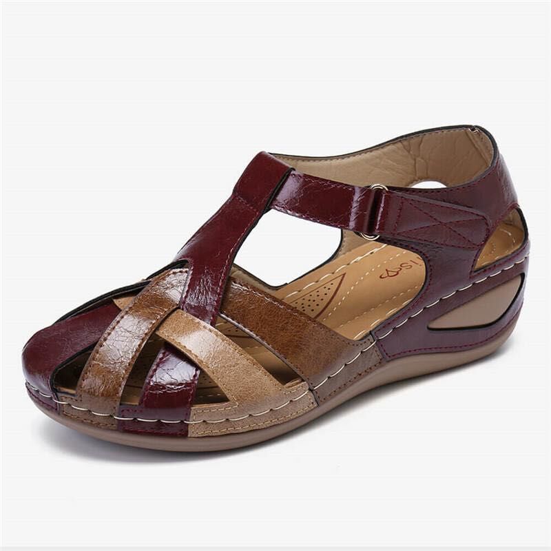 💖[35-43] Sandalias de verano para mujer, hechas de piel suave, suela gruesa, cierre de velcro hueco