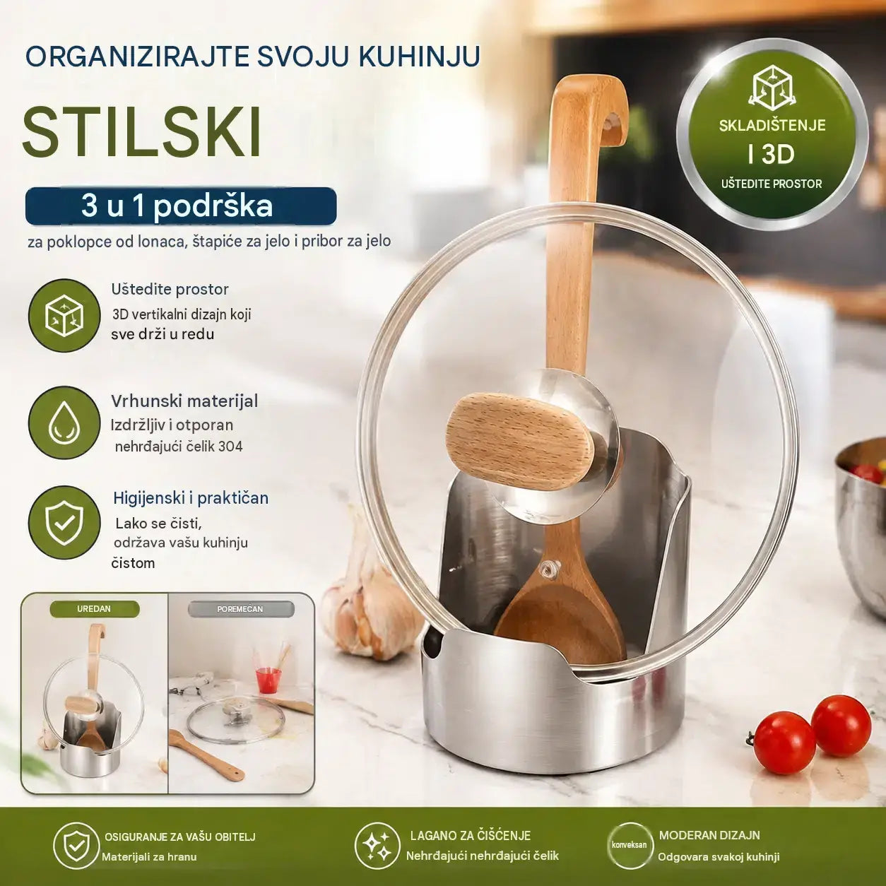 🔥 Kupite jedan, dobijte jedan gratis🥄 Višenamjenski organizator za kuhinjski pribor: sve će vam biti organizirano i nadohvat ruke ✨🏠