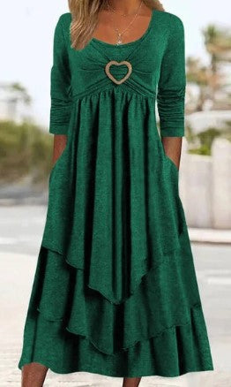 【S-3XL】Vruća rasprodaja, nova haljina , jednobojna, ležerna, ljubavna dekoracija do struka